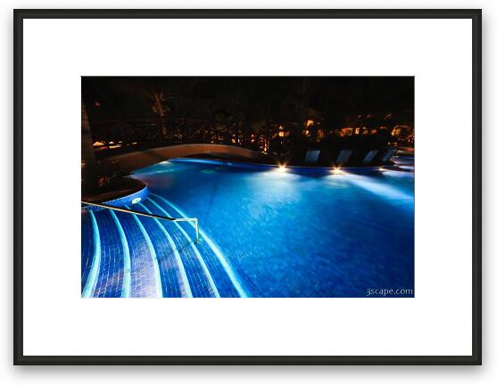 Night shot of the main pool area Framed Fine Art Print