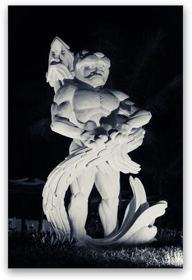 Large statue in black and white Fine Art Metal Print