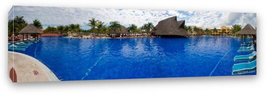 Panoramic view of the main pool and swim up bar Fine Art Canvas Print