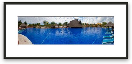 Panoramic view of the main pool and swim up bar Framed Fine Art Print
