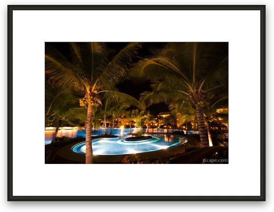 Night shot of the main pool area Framed Fine Art Print