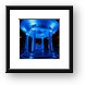 Greek gazebo illuminated with cool blue lights Framed Print