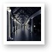 Long corridor with pillars in black and white Art Print