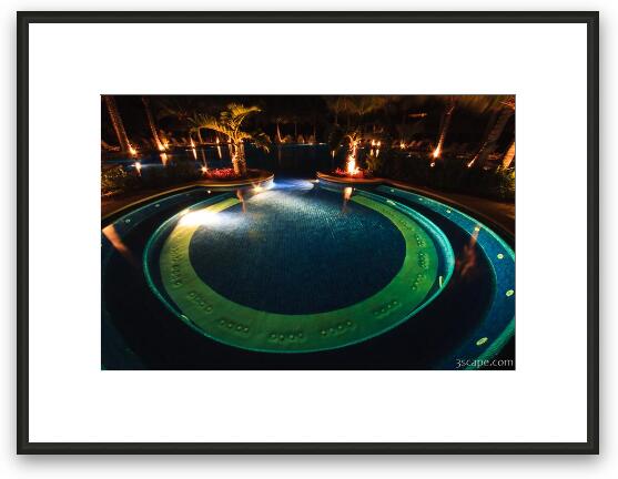 Night shot of the adult pool Framed Fine Art Print