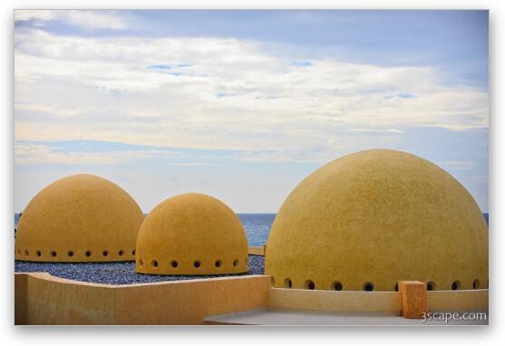 Domes on the roof of the restaurant buildings Fine Art Metal Print