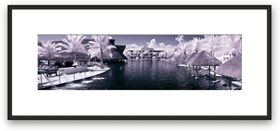 Panoramic of main pool area in Infrared Framed Fine Art Print