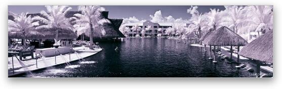 Panoramic of main pool area in Infrared Fine Art Metal Print