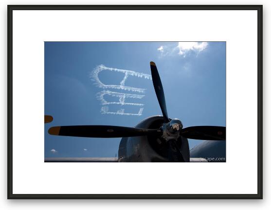 EAA sky writing over B-29 Framed Fine Art Print