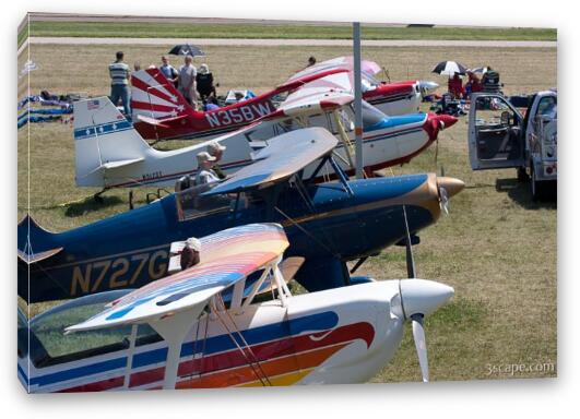 Private aircraft lined up at Oshkosh Fine Art Canvas Print