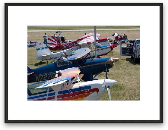 Private aircraft lined up at Oshkosh Framed Fine Art Print