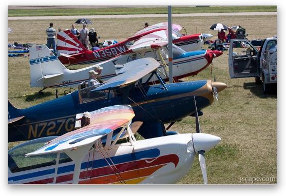Private aircraft lined up at Oshkosh Fine Art Metal Print