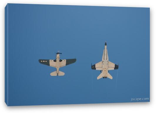 Curtiss SB2C-5 Helldiver and F/A-18 Super Hornet 100th Anniversary flight Fine Art Canvas Print