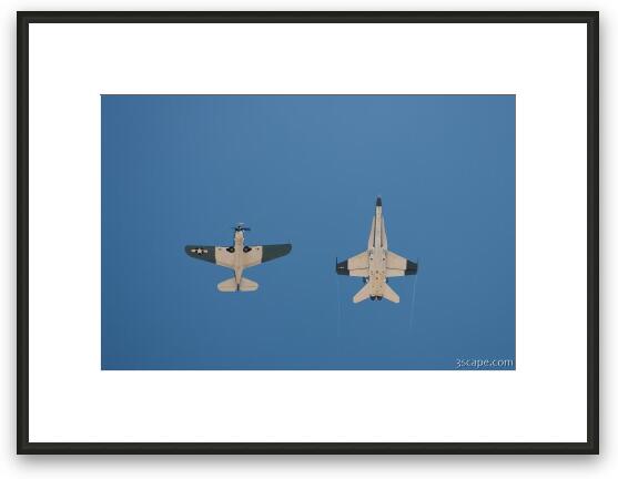 Curtiss SB2C-5 Helldiver and F/A-18 Super Hornet 100th Anniversary flight Framed Fine Art Print