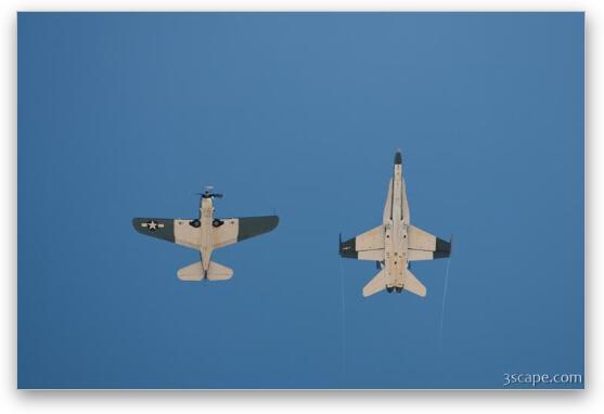 Curtiss SB2C-5 Helldiver and F/A-18 Super Hornet 100th Anniversary flight Fine Art Metal Print