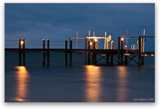 Night lights on the pier, Marathon Key Fine Art Metal Print