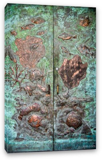 Interesting copper door at Crane Point  Fine Art Canvas Print