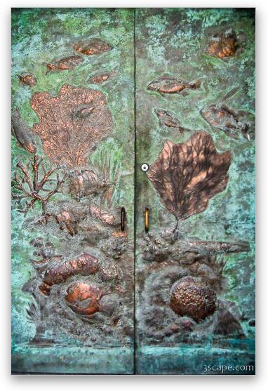 Interesting copper door at Crane Point  Fine Art Metal Print