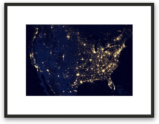 America at Night Framed Fine Art Print