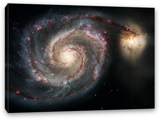 The Whirlpool Galaxy (M51) and Companion Fine Art Canvas Print