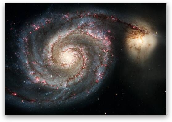The Whirlpool Galaxy (M51) and Companion Fine Art Metal Print
