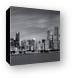 Chicago Skyline At Night Black And White Panoramic Canvas Print