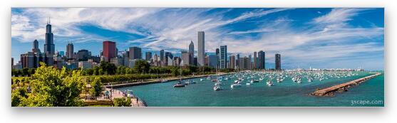 Chicago Skyline Daytime Panoramic Fine Art Metal Print