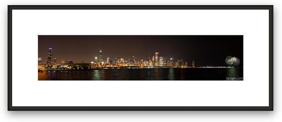 Beautiful Chicago Skyline with Fireworks (High Resolution) Framed Fine Art Print