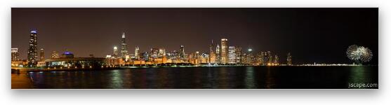 Beautiful Chicago Skyline with Fireworks (High Resolution) Fine Art Metal Print