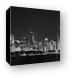 Chicago Skyline at Night Black and White Panoramic Canvas Print