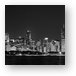 Chicago Skyline at Night Black and White Panoramic Metal Print