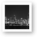 Chicago Skyline at Night Black and White Panoramic Art Print