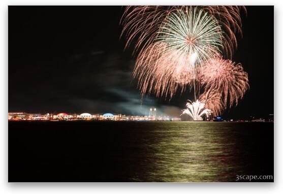 Navy Pier Fireworks Fine Art Metal Print