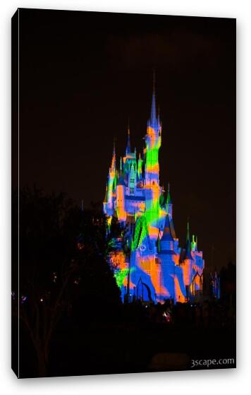 Cinderella Castle Light Show Fine Art Canvas Print