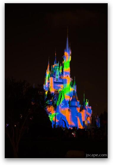 Cinderella Castle Light Show Fine Art Metal Print