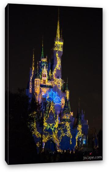 Cinderella Castle Light Show Fine Art Canvas Print
