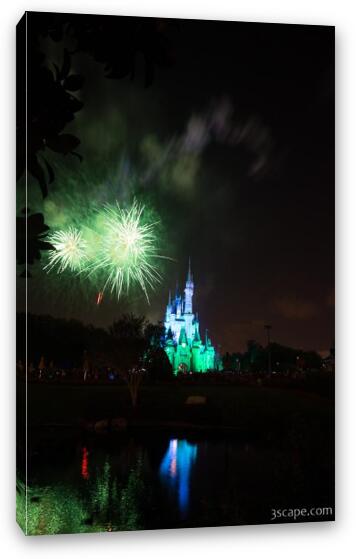 Disney Castle Fireworks and Light Show Fine Art Canvas Print