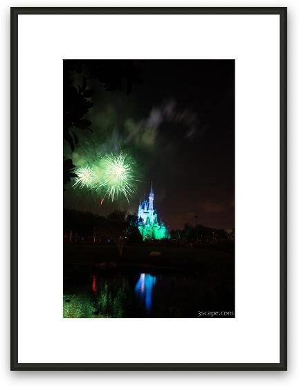Disney Castle Fireworks and Light Show Framed Fine Art Print