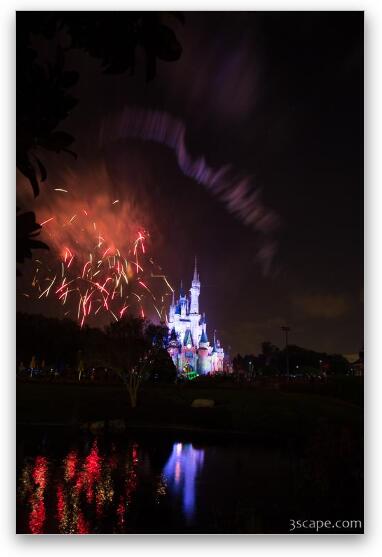 Disney Castle Fireworks and Light Show Fine Art Metal Print