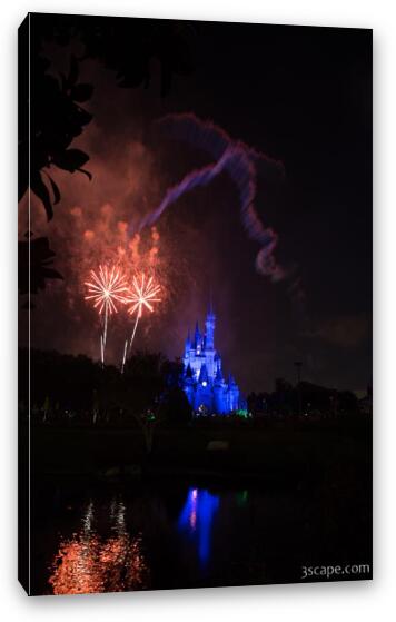 Disney Castle Fireworks and Light Show Fine Art Canvas Print