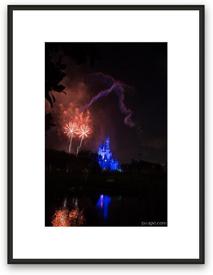 Disney Castle Fireworks and Light Show Framed Fine Art Print