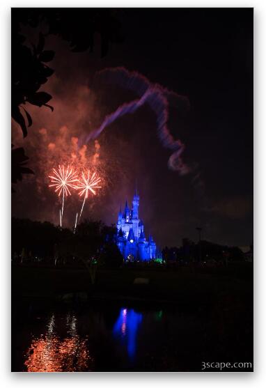 Disney Castle Fireworks and Light Show Fine Art Metal Print