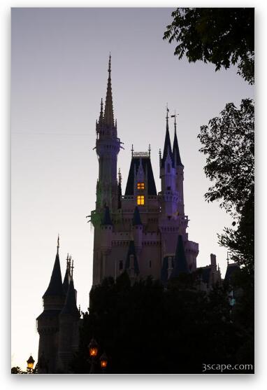 Cinderella's Castle at dusk Fine Art Metal Print