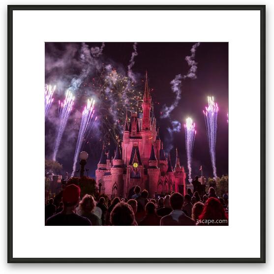 Cinderella's Castle with Fireworks Framed Fine Art Print