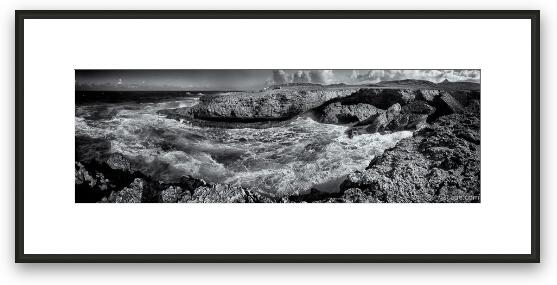 Black and White Panoramic of Boka Table, Shete Boka National Park Framed Fine Art Print