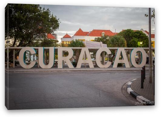 Curacao sign in Willemstad Fine Art Canvas Print