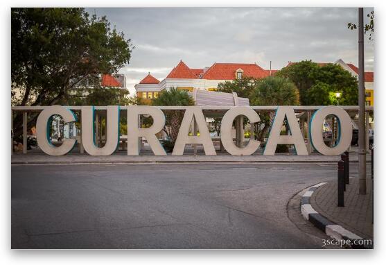 Curacao sign in Willemstad Fine Art Metal Print