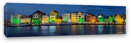 Willemstad Curacao at Night Panoramic Fine Art Canvas Print