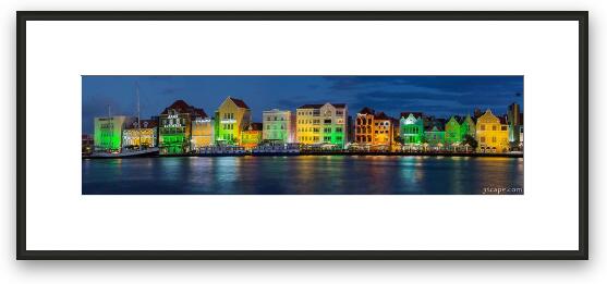 Willemstad Curacao at Night Panoramic Framed Fine Art Print