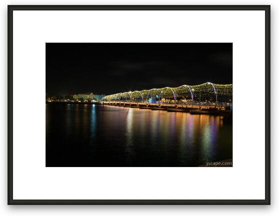 Queen Emma Floating Bridge at Night Framed Fine Art Print
