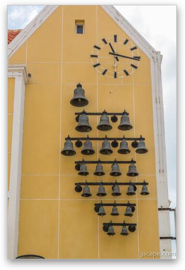 City Clock with Chiming Bells Fine Art Metal Print